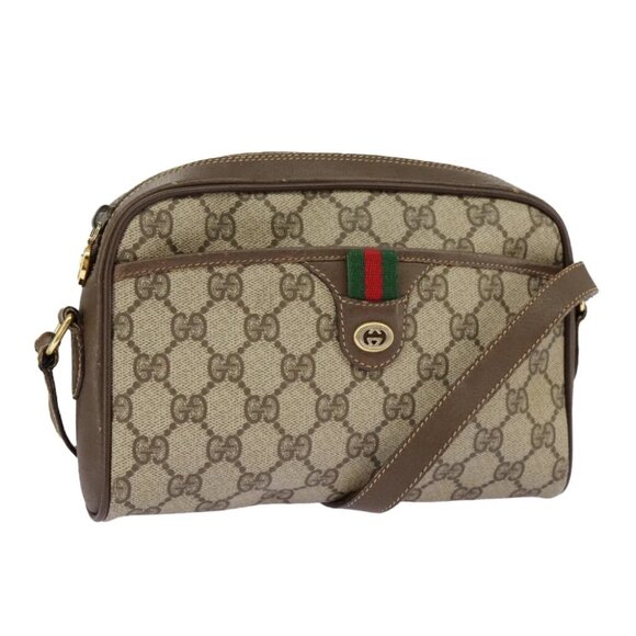 GUCCI GG Supreme Web Sherry Line Shoulder Bag PVC Beige - Picture 1 of 15